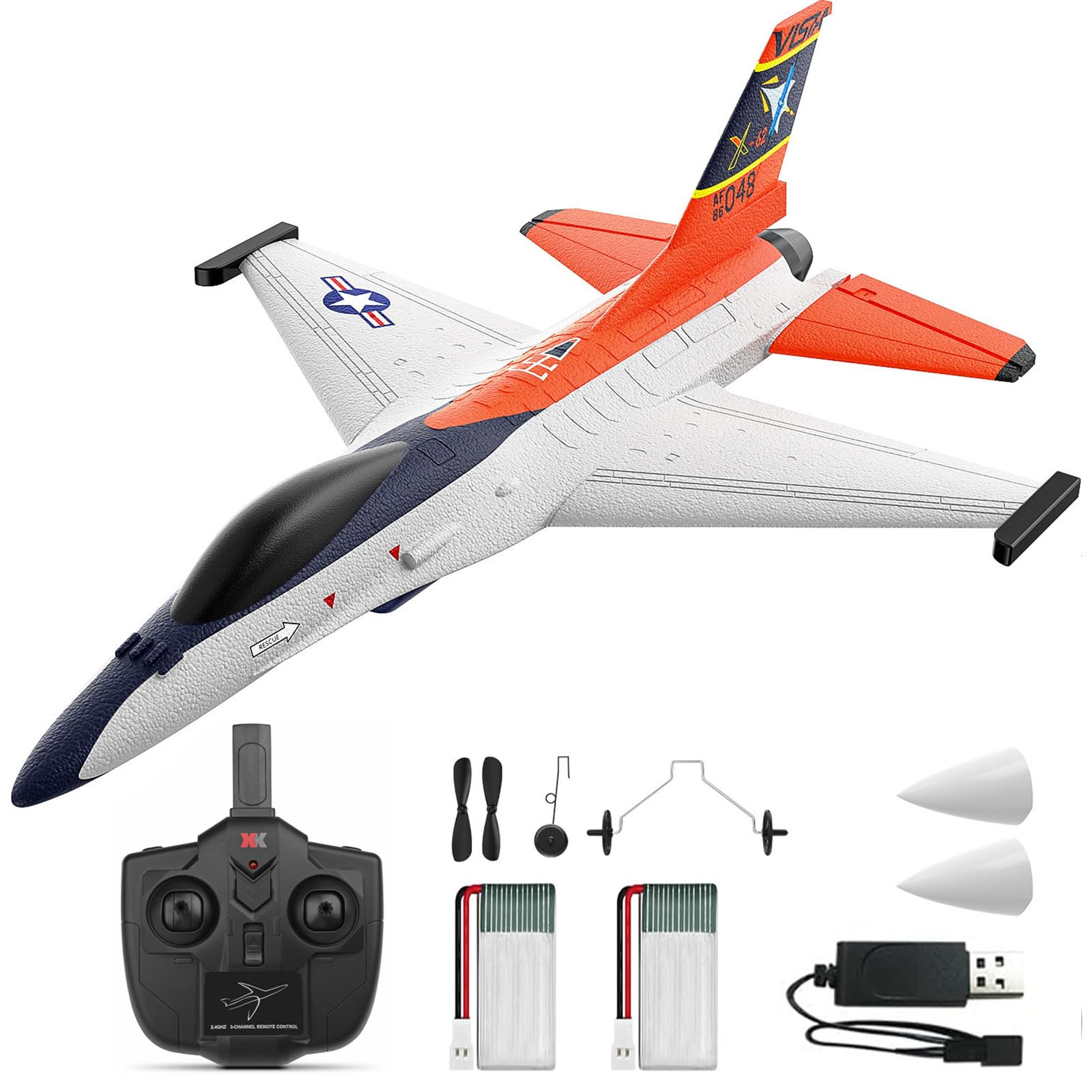 Amazon.com: DEERC F-16 Style RC Airplane (X-62A Vista), 4-Channel
